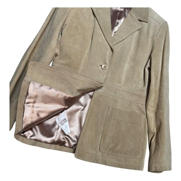 VINTAGE GENUINE LEATHER SUEDE Retro Luxury Business Casual Jacket Womens Medium - Picture 3 of 7